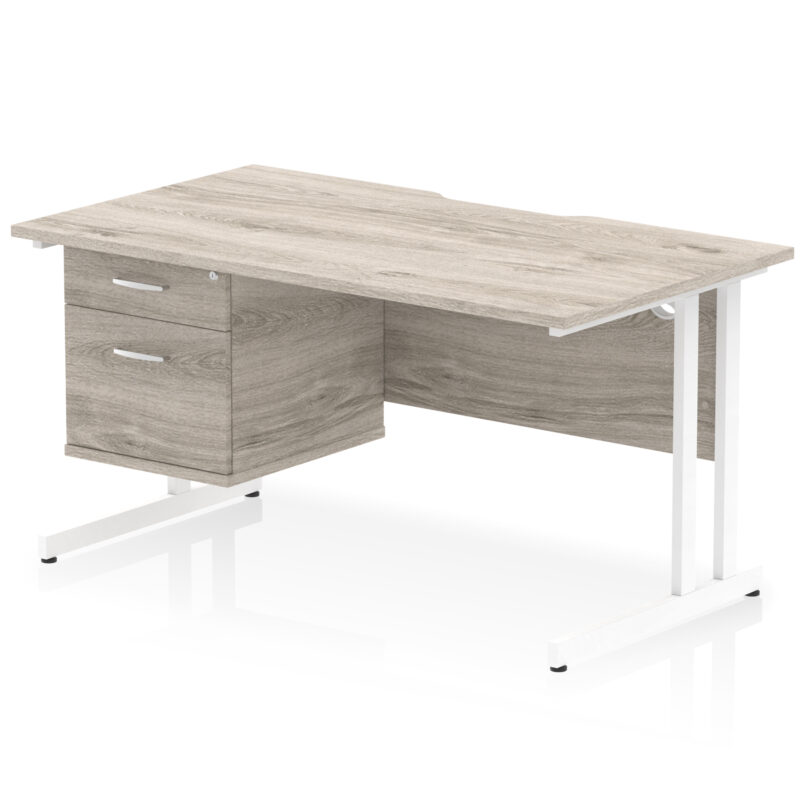 Impulse Scalloped Edge 1400mm Cantilever Straight Desk With Single Fixed Pedestal - Image 8
