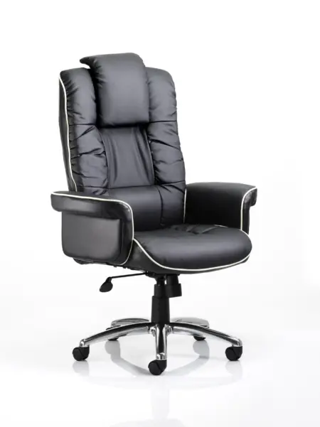 Chelsea High Back Soft Black Leather Executive Office Chair with Arms